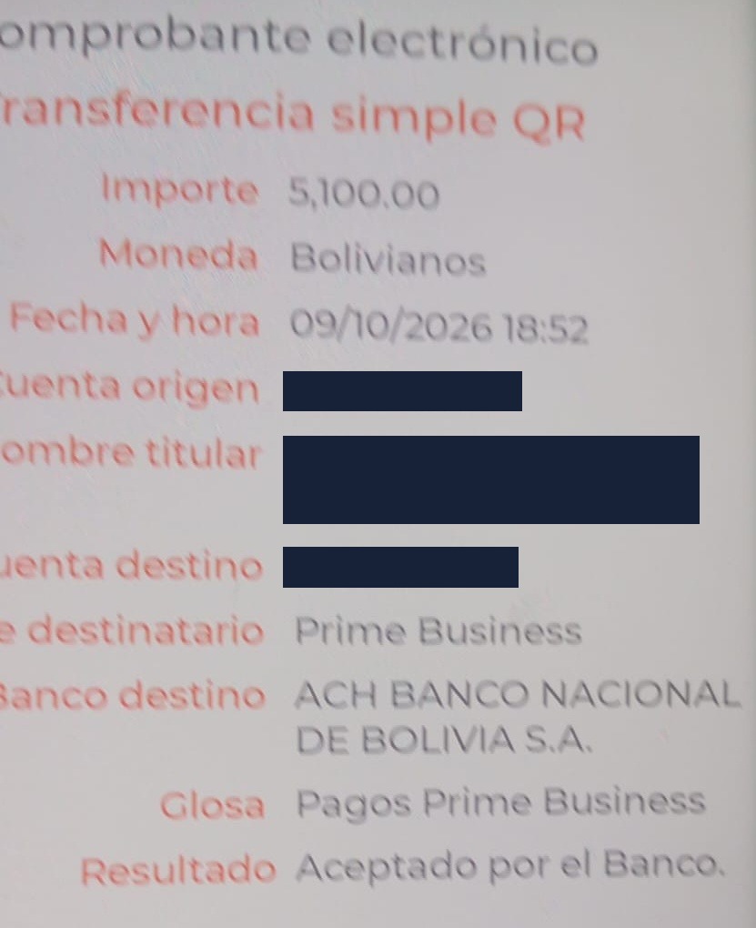 Comprobante BNB · transferencia QR