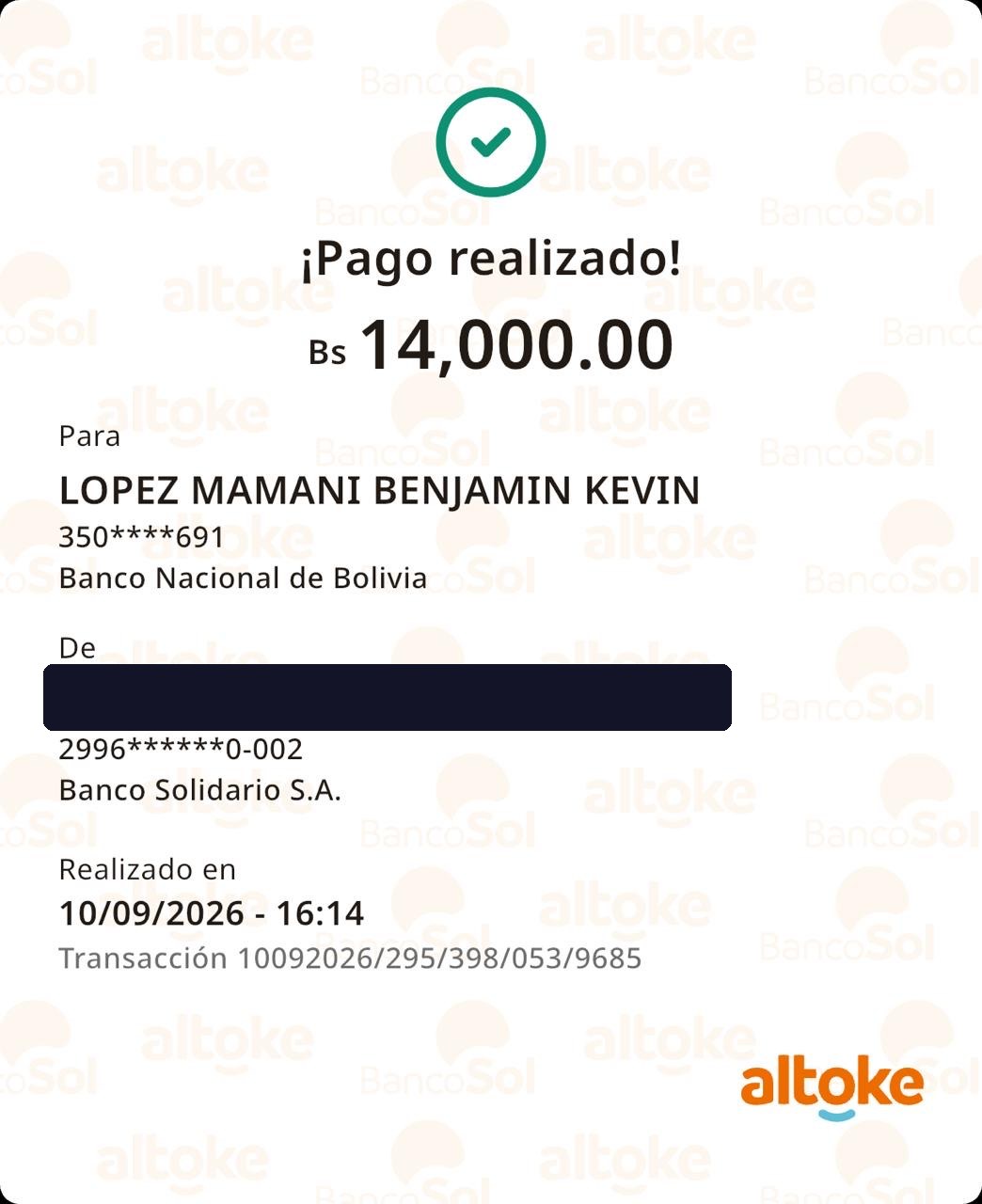 Comprobante Empresa · Banco Solidario