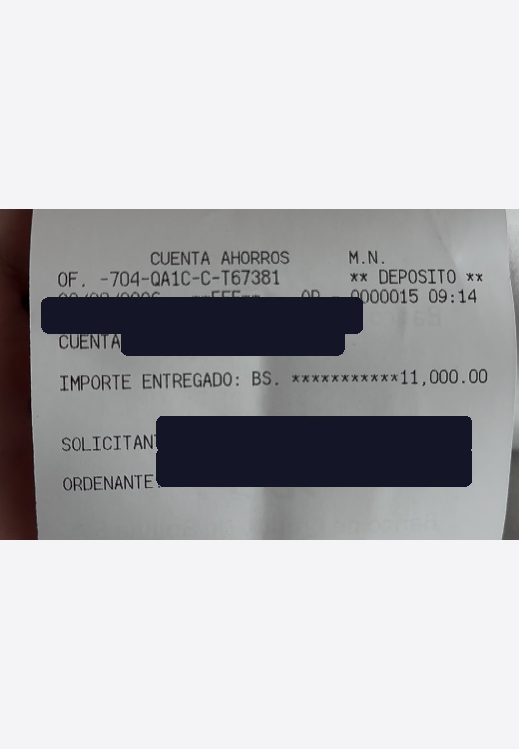 Comprobante Efectivo · cliente Santa Cruz